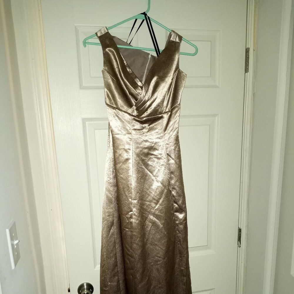 TAN LONG V-NECK DRESS